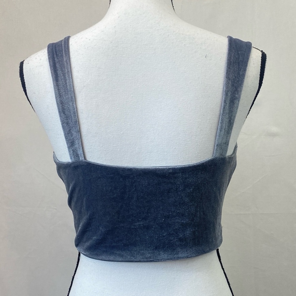 TIC TOC Dusty Blue Velvet Boned Corset Bustier Crop Top size Medium - Picture 5 of 17